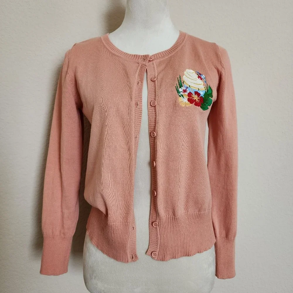 Tiki Swag Cardigan Dole Whip Embroidered Design - Picture 1 of 4